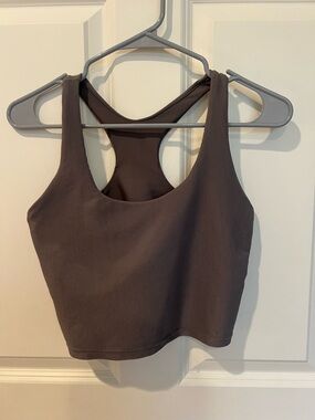 Ribbed Racerback Crop Tank - Brown